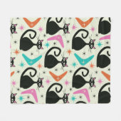 Schwarze Atomkatzen und Boomerangs aus dem Mittela Fleecedecke (Vorderseite (Horizontal))