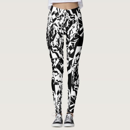 schwarze auf weißen auf schwarzen Leggings (Vorderseite)