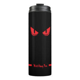 Schwarze Augen, die Beängstigende rote Augen sehen Thermosbecher