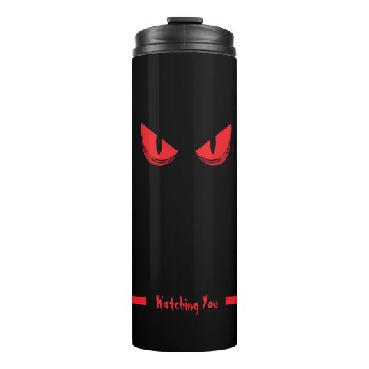 Schwarze Augen, die Beängstigende rote Augen sehen Thermosbecher (Vorderseite)