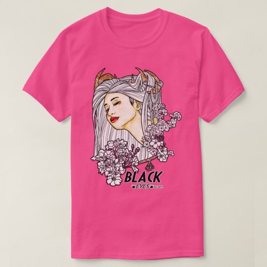 Schwarze Augen Rosa T-Shirt (Design vorne)