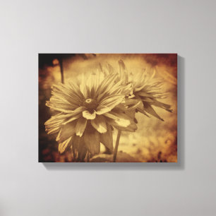 Schwarze Augen Susan Blumen Sepia gealtert Vintage Leinwanddruck