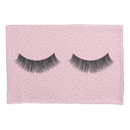 Schwarze Augenbrauen auf rosa und weißem Button-Pu Kissenbezug