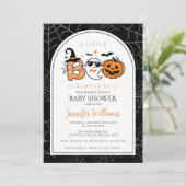 Schwarze Babydusche mit fast fälliger, süßer Geist Einladung (Stehend Vorderseite)