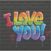 Schwarze Backsteingraffiti I Love You Aufkleber (Vorderseite)