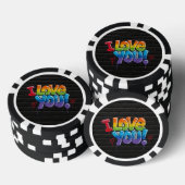 Schwarze Backsteinwand mit Graffiti „Ich liebe dic Pokerchips (Stapel)