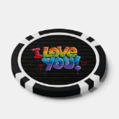 Schwarze Backsteinwand mit Graffiti „Ich liebe dic Pokerchips (Einzeln)