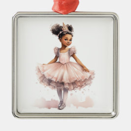 Schwarze Ballerina, blassrosa Tutu, Goldkrone Ornament Aus Metall