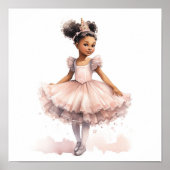 Schwarze Ballerina, blassrosa Tutu, Goldkrone Poster (Vorne)