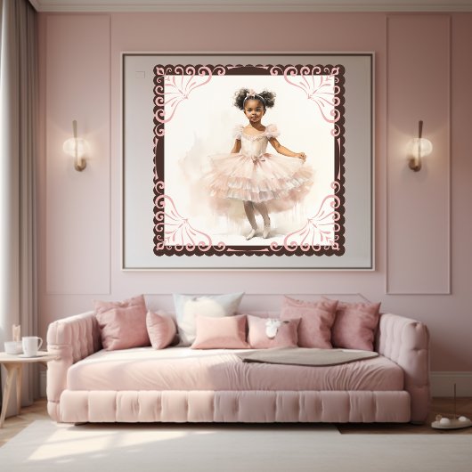 Schwarze Ballerina, blassrosa Tutu, Ponytails, Ban Poster