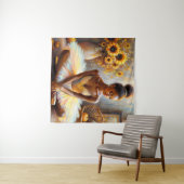 Schwarze Ballerina Herbstkunst mit Sonnenblumen Wandteppich (Beispiel (Horizontal))