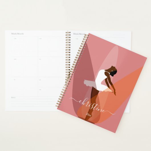 Schwarze Ballerina Moderne Name Minimale Abbildung Planer (Anzeige)