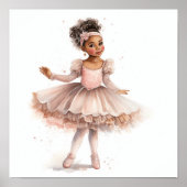 Schwarze Ballerina, rosa Tutu, florales Headband Poster (Vorne)