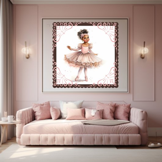 Schwarze Ballerina, rosa Tutu, florales Headband Poster