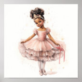 Schwarze Ballerina, rosa Tutu, Goldkrone Poster (Vorne)