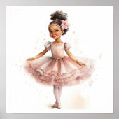 Schwarze Ballerina, rosa Tutu, rosa Blume Barrette Poster (Vorne)
