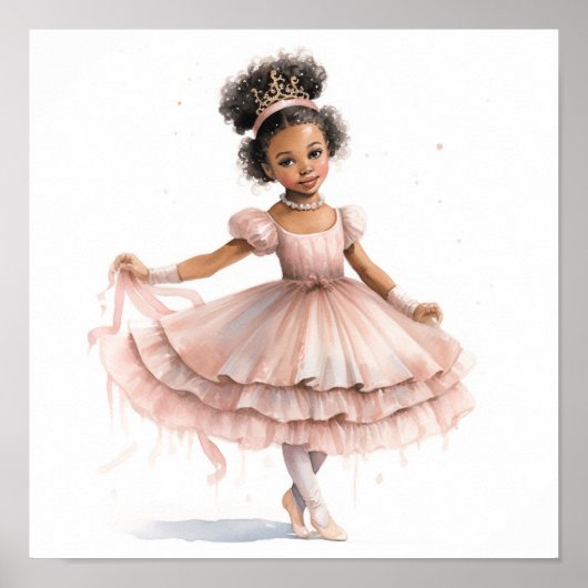 Schwarze Ballerina, rosa Tutu, rosa Krone Poster (Vorne)