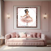 Schwarze Ballerina, rosa Tutu, rosa Krone Poster