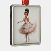 Schwarze Ballerina, rosa Tutu, rosafarbene blorale Ornament Aus Metall (Rechts)