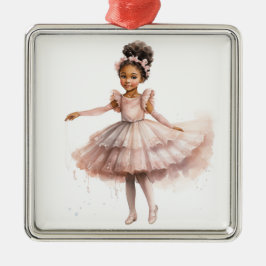 Schwarze Ballerina, rosa Tutu, rosafarbene blorale Ornament Aus Metall