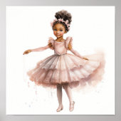 Schwarze Ballerina, rosa Tutu, rosafarbene blorale Poster (Vorne)