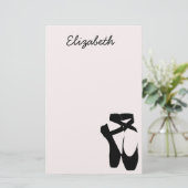 Schwarze Ballettschuhe Briefpapier (Stehend Vorderseite)