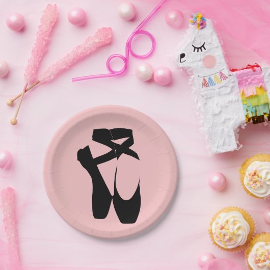 Schwarze Ballettschuhe Pappteller (Party)