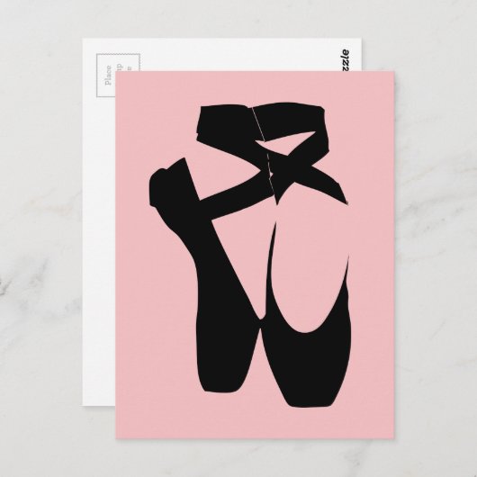 Schwarze Ballettschuhe Postkarte (Vorne/Hinten)