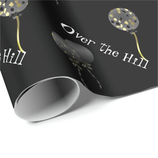 Schwarze Ballone über dem Hügel-Packpapier Geschenkpapier (Rolleneckpunkt)