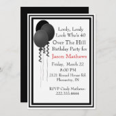 Schwarze Ballone über der Einladung (Vorne/Hinten)