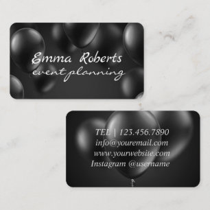 Schwarze Ballons Event Party Planungs Geschäftskar Visitenkarte
