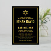 Schwarze Bar mitzvah Stern von David Gold oder Sil Folieneinladung (Stehend vorne)