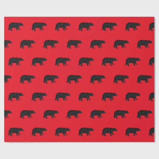 Schwarze Bären auf schwarzem Hintergrund  Geschenkpapier (Flach)