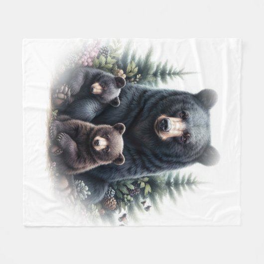 Schwarze Bären im Amid Forest Fleecedecke (Vorderseite (Horizontal))