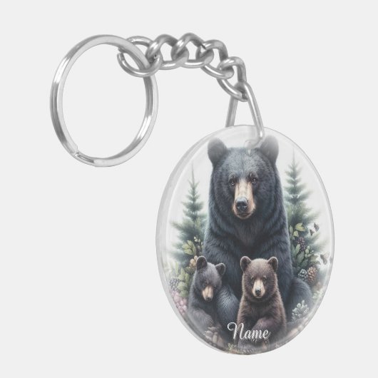 Schwarze Bären im Amid Forest Schlüsselanhänger (Vorderseite links)