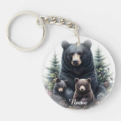 Schwarze Bären im Amid Forest Schlüsselanhänger (Vorderseite)