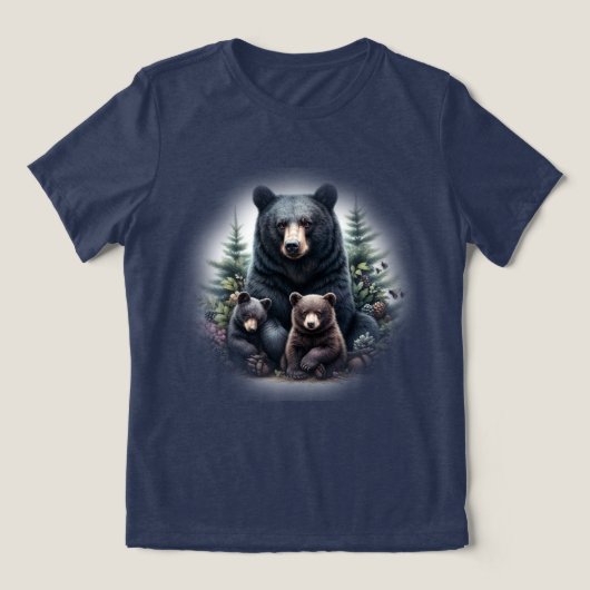 Schwarze Bären im Amid Forest Tri-Blend Shirt (Design Vorderseite)