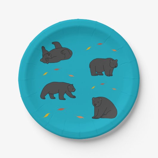 Schwarze Bären Pappteller (Vorderseite)