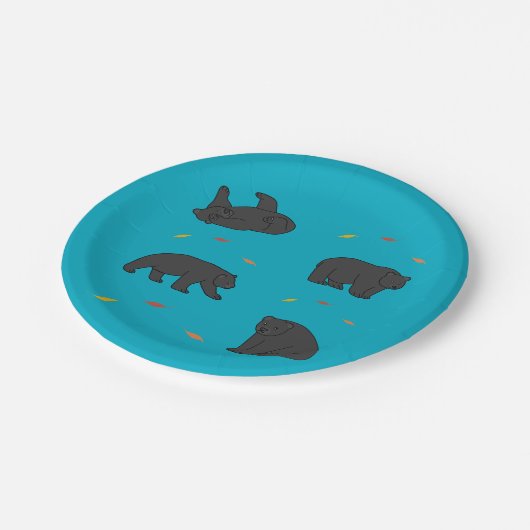 Schwarze Bären Pappteller (Schrägansicht)