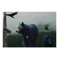 Schwarze Bären, Ravens und Totems Kunst, Dichtung 