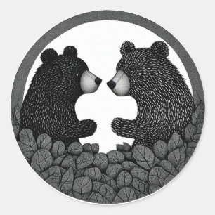 🐻 Schwarze Bären Wilde Natur Ruhiger Wald Outdoor Runder Aufkleber
