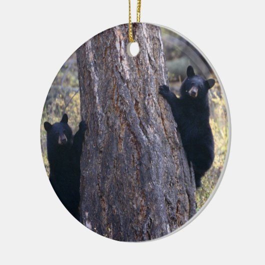 schwarze Bärenjunge Keramikornament (Links)