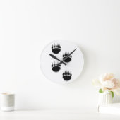 Schwarze Bärenpranke-Drucke Runde Wanduhr (Zuhause)
