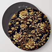 Schwarze Barock-Blumen-Kunst-Anstecknadel Button (Vorne & Hinten)