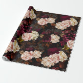 Schwarze barocke Blume aus antikem Pinien Geschenkpapier (Ungerollt)