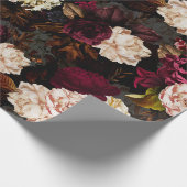 Schwarze barocke Blume aus antikem Pinien Geschenkpapier (Ecke)