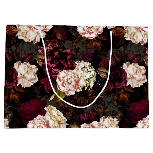 Schwarze, barocke Blume aus der Antike Große Geschenktüte (Rückseite)