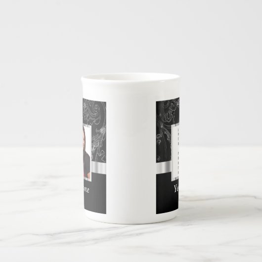 Schwarze Barockinstagrammvorlage Porzellantasse (Vorderseite)