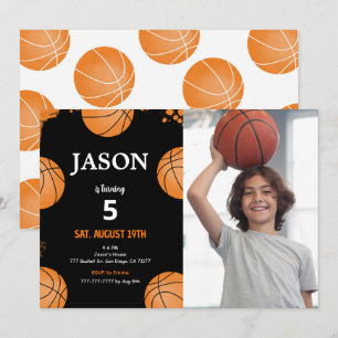 Schwarze Basketball-Foto-Einladung Einladung