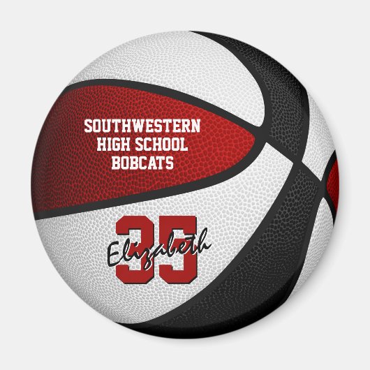 Schwarze Basketball-Mannschaftsfarben Magnet (Vorne)